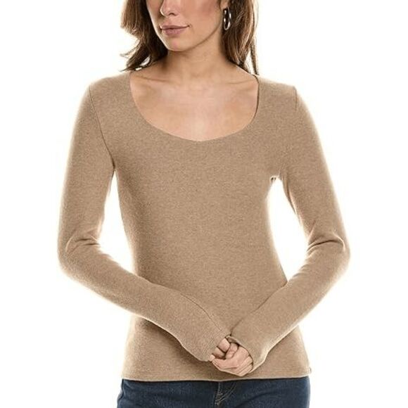 VINCE $165 Cozy Scoop Neck Top Long sleeve womens medium NEW - Picture 1 of 6